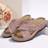 And Flat Bottom Casual Slippers Women 2025 Cross With Solid Color Large Size Shoes