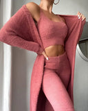 V-neck Temperament Commute Plush Short Pants Three-piece Suit Women's