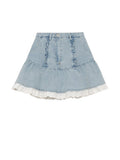 Women's Lace Patchwork Denim Skirt Summer High Waist A-line Skirts Clothes Harajuku Y2k Kawaii 90s Girls Jean Mini Skirts