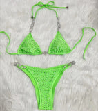 Zingj New Bikini Sexy Hot Diamond Split Women's Swimsuit Solid Color Strap Bikini