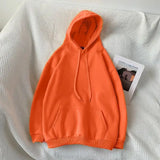 Cotton Hoodies Women Fashion Solid Color Casual Hooded Sweatshirt Streetwear Loose Hip Hop Pullover Hoodie Couple