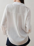Splicing Two V-Neck White Shirt Women's 2025 New Spring Top Design Small