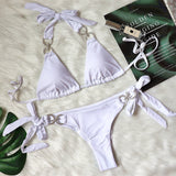 Zingj New Bikini Crystal Diamond Bikini Solid Color Strap Swimsuit High End Sexy Female Swimsuit