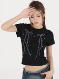 Black Bow Print Tee-Outfit