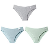 3PCS/Set Women's Panties Striped Cotton Underwear Solid Color Briefs Low-Rise Soft Panty Women Underpants Female