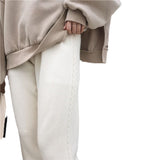 Zingj Waist Korean Version Of Knitted Grandma Pants Female Autumn New Web Celebrity Casual Bundle Foot Harun Pants Wet Line Radish Pants-Outfit