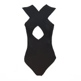 2022 Women Summer Sexy Solid Sleeeveless Off Shoulder Hollow Out Bodycon Rompers Nightclub Bandage Bodysuits