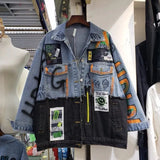 Cloth Stitching Denim Mid-length JacketOutfit