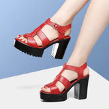 T-T-Slace Sandals Waterproof Table Thick Soles 41-43 Yards Cheongsam Runway Shoes Large-Size Coarse Heel Waterproof Table Women's