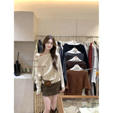 Irregular Collared Strap Bat Sleeve Knitted Shirt Women Early Autumn High-Level Feeling Unique To Super-Good-Looking