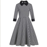 Swing Women's Dress Office OL Retro Vintage Hepburn Robe Winter Peter Pan Collar Retro Tunic Midi Party Dresses