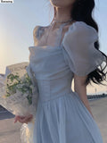 French Style Women Elegent Party Prom Midi Dress Female Fashion Slim Fairy Clothes