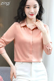 Women Shirts Satin Long Sleeve Blouse Women Fashion Elegant White Shirt Solid Basic Womens Tops and Blouses New Female