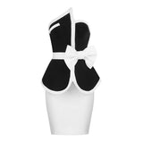 Women Sleeveless Bodycon Bandage 2 Two Pieces Sets 2022 New Summer Sexy Strapless Tops& Mini Skirt Club Party Causal White