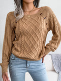 Women Knitted Ruched Sweaters Pullovers Tops 2023 Autumn Winter Buttons Patchwork O-neck Loose Causal Jumpers