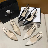 Spring And Summer New Sharp High Heels Women's Fine Heel Head Sandals Behind The Empty Light Single