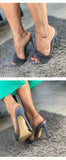 Onlymaker Peep Toe Mules Artificial Fur Slip On Gold White Thin High Sandals Big Size High Quality Summer Women Brand