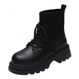 autumn and winter women's boots fried street short boots thick bottom elastic flying knitted socks boots skinny