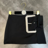 2022 Summer New Arrivals Rhinestone Buckle Black Slim Bodycon Mini Skirt Women