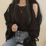 Women Off Shoulder Flare Sleeve Round Neck Mujer De Moda Casual Pure Color Student Simple Chic Elegant Female Spring