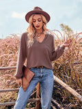 / Winter Fashion Women's Wear 2025 New Solid Color V-Neck Casual Slim Long Sleeve With Pocket