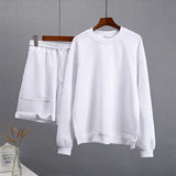 Soft Cotton Sets Women 2022 New Casual Two Pieces Long Sleeve Sweatshirt &amp; High Waist Shorts Solid Outfits