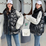 Fashion 2021 New Autumn Winter Short Cotton Vest Women Jacket Glossy Sleeveless Coat Warm Ladies Winter