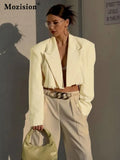 2022 Autumn Fashion Short Blazer Women Turn-down Collar Full Sleeve Cardigan Female Casual Jacket Coat