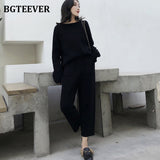 Sweater Tracksuit O-neck Pullovers & High Waist Pants Women Sweater Sets Knitted Set Autumn Winter Knitted 2 Pieces