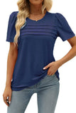Women's Summer Round-Neck Short-Sleeved Chest Tuck Line Folded Blouse