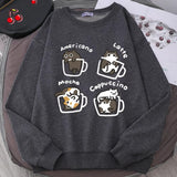 Coffee Cute Kitten Print Oversized SweatshirtOutfit
