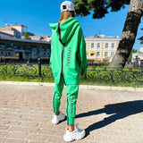 Women Elegant Zipper Sweatshirt Pullover & Elastic Waist Pants Tracksuit Casual Solid Sports Suit Autumn Winter Fleece 2pcs