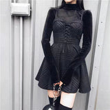 Women Plaid Pleated Mini Dress Gothic Harajuku Sexy Sling Strap Backless Rock Punk Jurken Goth Girls Female Short