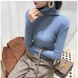 Knitted Women high neck Sweater Sexy Off Shoulder Pullovers Turtleneck Autumn Winter Basic Women Sweaters Slim Fit