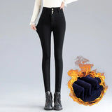 Women Winter Fleece Jeans New Solid Warm Thicken Denim Pencil Pants Fashion Skinny Jean Pants Sexy Slim