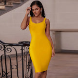 Dress Red 2022 Summer Women's Midi Dress Bodycon Elegant Sexy High Quality Yellow Pink White Evening Party Dress