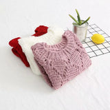 Hollow Japanese College Wind Sweater Women Short Long-sleeved Thin Large Size Solid Round Neck Pullover Jumpers