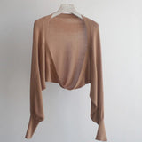 Silk Sunscreen Knitted Cardigan Women 2023 Summer Thin Strap Small Shawl Air Conditioning Shirt Bat Sleeve Cover Tops