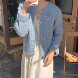 Harajuku Lazy Wind Cardigan Sweater Women Autumn Winter Fashion O-Neck Casual Korean All-match Tops Female Y2k Sweater