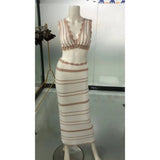 Striped Bikini Knitted Vest Sling Suit Beach Bohemian Style Long