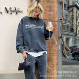 Autumn And Winter New Pure Cotton Water Wash Old Sweater Women In Batik Retro Print Top