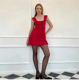 Chiffon Tie-Up Strap Mini Dress- Outfit