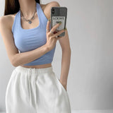 Halter Camisole Tank Top Women U-Neck Sexy Tanks Camis Skinny Backless sports Corset Tee Shirt Femme Tops