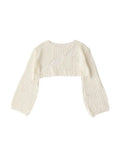 Women Knit O-Neck Pullovers Vintage Loose Long Sleeve Hollow Out Tops Summer Ladies Casual Y2K Clothes Shirts Sweater
