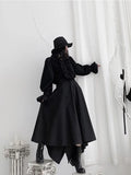 Fashion Vintage Gothic Shirt Women Flare Sleeves Ruffles Oversize Club Party Evening Girl Lolita Black Blouse V-neck
