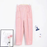 Pants Warm Trousers Women Corduroy Autumn Winter 2023 Thick Pants Casual Solid Fleece Inside Elastic Waist