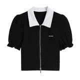 Women Polo T-shirt Short Sleeve Casual Polo Crop Top Slim White Tee Shirt Femme Streetwear Tshirt Female Summer