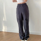 Embroidery Female Student Gothic Sports Trousers Korean Version of Harajuku Loose Drawstring Leisure Fashion Women