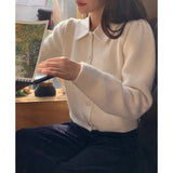 Elegant Knitted Cardigans Women Cropped Patchwork Sweater Coat Korean Solid Slim Knitwear Jackets All Match Jumper