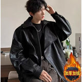 Selling Collar Velvet Version Of The Locomotive Leather Men's Autumn And Winter Leisure Leisure Loose Senior Sense Men's Jacket